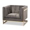 Baxton Studio Ambra Grey Velvet Upholstered and Tufted Armchair with Gold-Tone Frame 156-8867 - alternate 1